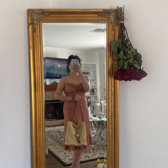 strapless open back dress Ann Taylor LOFT Orange Sleeveless Casual Sundress with Flounce